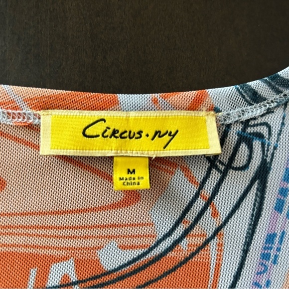 Circus NY Sam Edelman Lucia Swirl Print Ruched Art To Wear Short Sleeve Dress M - Picture 3 of 9